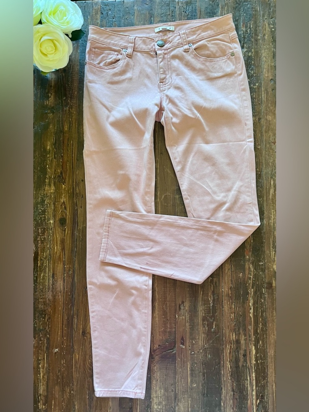 CAbi Nectar Blush/Light Pink Skinny Jeans Sz 6